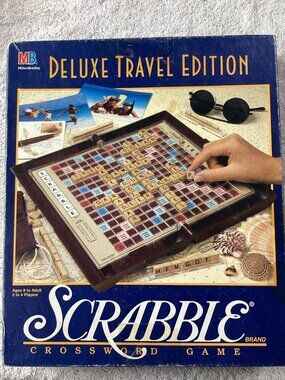 Vtg Scrabble Deluxe Travel Edition Folding Game 1990*Milton Bradley*Intact
